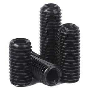 M5-0.8 x 40mm Black Hex Socket Set Grub Screws,Headless Cup Point,Flat Point Grub Bolt,Internal Hex Drive,Alloy Steel,12.9 Class Carbon Steel，External Thread 20 Pcs