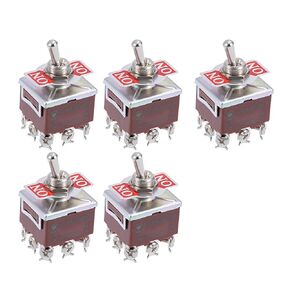 uxcell 3PDT Latching Rocker Toggle Switch 15A 250V 9P ON/ON Metal Bat 5pcs