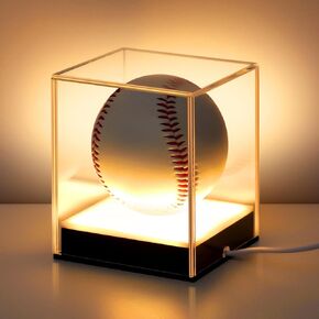 Baseball Display Case with LED Light Acrylic Baseball Display Cube UV Protected Softball Display Case Light up Display Case for Memorabilia Baseball Autographed Baseball