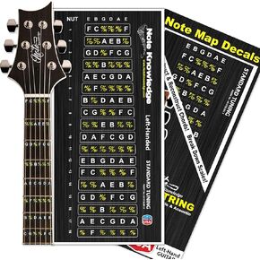 Left Hand Learn Guitar Fretboard Note Map Decals/Stickers