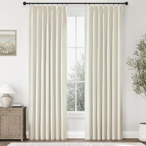 Pinch Pleated Blackout Curtains Boho Blackout Curtains Fall Farmhouse Terracotta Rust Colored Linen Black Out Curtains 84 inches Long for Living Room Pinch Pleat Drapes with Hooks 2 Panels 40" Wx84 L