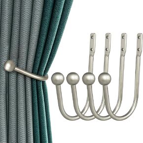 4Pcs Curtain Holdbacks Curtain Tiebacks Hooks Tie Backs for Curtains Curtain Holders for Wall Curtain Holder Curtain Tie Backs Wall Mount for Living Room, Bedroom and More (Pearl Nickel)