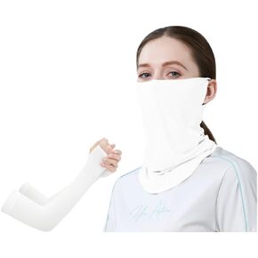 الأبيض الشمس الأشعة فوق البنفسجية واقية الوجه وشاح دراجة نارية الذراع قناع الرياضة الجليد كم الرجال النساء الصيف طويلة الأكمام نصف اصبع قفازات ركوب الدراجات في الهواء الطلق واقية من الشمس الأكمام الرياضة قناع الطقس البارد غطاء الوجه in Kuwait