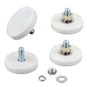 4pack Neodymium Magnet,Non-Slip Strong White Rubber Coated Magnet with M6 Male Thread,Magnetic Mount Rare Earth Magnets for Sensor Communication Equipment Rvs