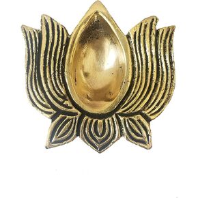 GURU JEE™ Brass Lotus Diya Pooja Items Kamal Diya for Home Mandir Temple Oil Lamp Deepak Diwali Diyas Vilakku Small Deepam Gifts Showpiece for Home Mandir Temple