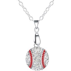 KESYOO Rhinestone Necklace Trendy Necklace Silver Cross Pendant Baseball Chain Necklace Jewelry Necklace Baseball Pendant Ball Necklace Jewelry Gifts Pendant Necklace Accessories Silver