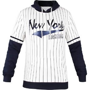 سويت شيرت بقلنسوة للنساء من Baseball City Fans Crewneck Cage - أبيض وكحلي in Kuwait