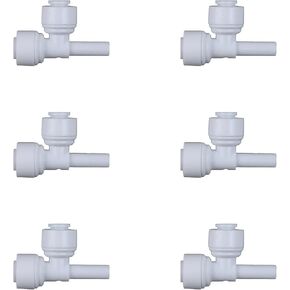 White Stackable Tee (6, Tube OD 1/4 in. x Stem OD 1/4 in.)