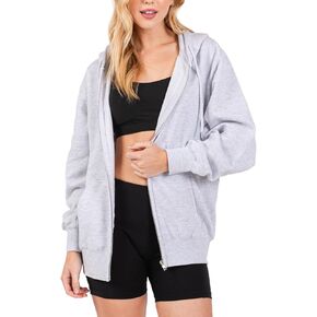 Urban Look Womens California and Los Angeles Drawstring Fleece Zip Up Hoodies