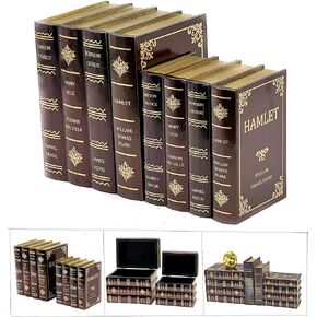 Bellaa 21239 Decorative Bookends Box 2, Secret Storage Vintage Hamlet Wooden Book Ends Heavy Supports Shelf Holder Shelves Stoppers Home Office Library Decor