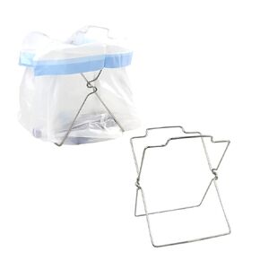 Countertop Folding Trash Bag Holder, Stainless Steel Garbage Bag Support Stand Portable Metal Trash Bag Bracket, Foldable Counter Top Plastic Bag Holders for Kitchen Garden Yard Indoor Outdoor