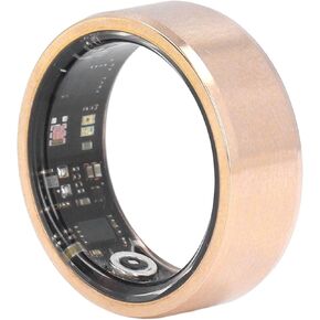 ASHATA Bluetooth Smart Ring Fitness, Health Ring to Monitor Fitness Pedometer Sleep Data, APP Control, Waterproof Smart Ring for Men Women, Gold (9)