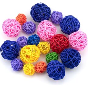 IFAMIO 20 Pcs Wicker Rattan Balls Decorative Balls for Bowl Centerpiece Bowl Filler Vase Filler Ornament Twig Orbs Balls Home Decor Wedding Table Decoration (2 Sizes, Mix Colors)