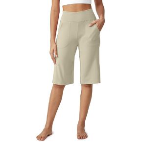 G4Free Capri Pants for Women 14" Knee Length Wide Leg Yoga Capris Dressy Casual Summer Crop Pants with Pockets