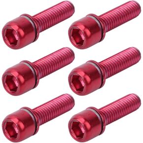 6Pcs Stem Screws M5x18mm Alloy Bike Stem Hex Tapered Bolts Screw Top Cover Headset Screws(red)