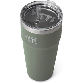 كوب YETI Rambler بقشة سعة 26 أونصة، معزول بالفراغ، من الفولاذ المقاوم للصدأ مع غطاء بماصة، أخضر تخييم in Saudi Arabia
