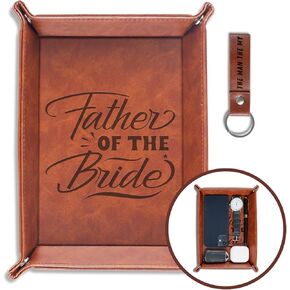 INNObeta Father of The Bride Gifts Valet Tray, Desktop Storage Organizer PU Leather Bedside Tray Key Coin Holder for Father of The Bride, Perfect for Wedding