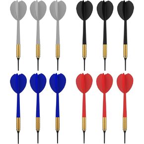 Accudart 12pk Soft Tip Dart Set - 4 Team Colors - White, Blue, Red, Black - Steel Barrels - Multi Use - One Piece Construction