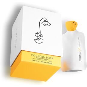 LEMON & CO. Lemon Collagen Elixir - 5g Wild Caught Marine Collagen with Vitamin C & Organic Lemons - Non-GMO, Sugar-Free, Preservative-Free Superfood Drink for Nails, Hair & Skin - 14 Sachets