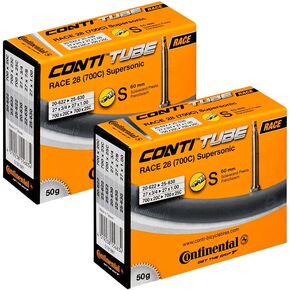 Continental Supersonic Lightweight Long Valve Bicycle Tubes Presta Valve 60mm Bike Tube Bundle (Pack of 2 Conti Tubes)