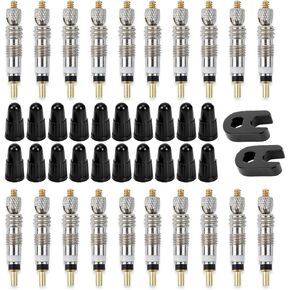 42 PCS Presta Valve Core Kit, 20 Universally Compatible Presta Valve & 20 Caps, 2 Valve Core Removal Tool for Tubeless Road & Mountain Bike Tires