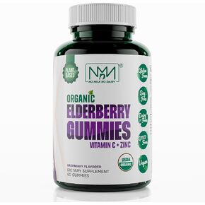 Organic Elderberry Gummies with Zinc and Vitamin C | Immune Boosting Sambucus Elderberry Rich in Antioxidants | Plant Based, Gluten Free, 60 Vegan Gummies