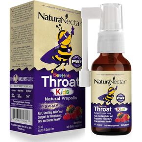 NaturaNectar Exclusive Kids Propolis Throat Spray, BeeHero Berry Blast Flavor (1 Pack)