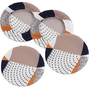 PATIKIL 11" Round Bar Stool Cover, 4 Pack Washable Elastic Stool Cushion Cover for Diameter 12"-18" Chair, Black White Orange
