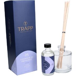 Trapp - No. 25 Lavender de Provence - Reed Diffuser Kit - 2 Sets of 12 Reeds, Scented Diffuser Oil (4 oz.), Vase - Long Lasting Scent Notes of French Lavender, Clary Sage, and Vanilla Orchid