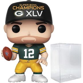 POP Football: Packers - Aaron Rodgers Super Bowl Champions XLV Funko Vinyl Figure (Bundled with Compatible Box Protector Case), Multicolor, 3.75 inches