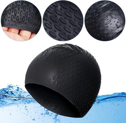 3 قطع قبعة سباحة من السيليكون للنساء والرجال، قبعة سباحة كبيرة، قبعة سباحة للبالغين للشعر القصير الطويل، قبعات حمام سباحة، قبعات سباحة للنساء للسباحة، قبعات دش مقاومة للماء تحافظ على جفاف الشعر in Kuwait