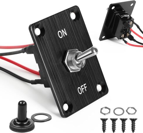 QTEATAK Prewired 4-Pin 2 Position ON/Off Button Switch, Rocker Switch, Toggle Switch with Mounting Plate - Waterproof Cap Included in Saudi Arabia