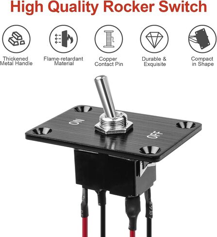 QTEATAK Prewired 4-Pin 2 Position ON/Off Button Switch, Rocker Switch, Toggle Switch with Mounting Plate - Waterproof Cap Included in Saudi Arabia