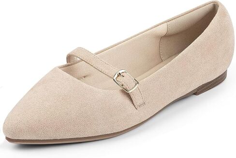 أحذية MUSSHOE النسائية المسطحة المريحة بمقدمة مدببة مع حزام من جلد البولي يوريثان سهلة الارتداء للنساء in Kuwait