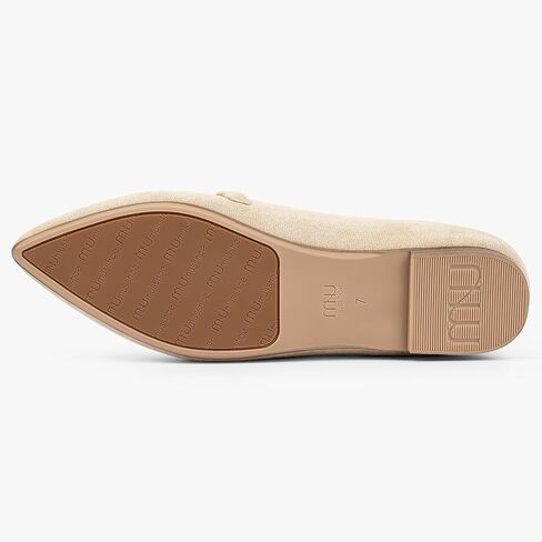 أحذية MUSSHOE النسائية المسطحة المريحة بمقدمة مدببة مع حزام من جلد البولي يوريثان سهلة الارتداء للنساء in Kuwait
