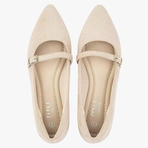 أحذية MUSSHOE النسائية المسطحة المريحة بمقدمة مدببة مع حزام من جلد البولي يوريثان سهلة الارتداء للنساء in Kuwait