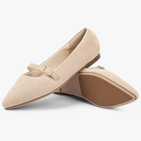 أحذية MUSSHOE النسائية المسطحة المريحة بمقدمة مدببة مع حزام من جلد البولي يوريثان سهلة الارتداء للنساء in Kuwait