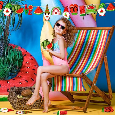 30 Pcs Summer Tree Ornaments Wood Gnomes Hanging Ornaments Summer Fruit Wood Gift Tags with String Summer Tree Decorations for Home Hawaiian Holiday Party Decoration (Watermelon Style) in Saudi Arabia
