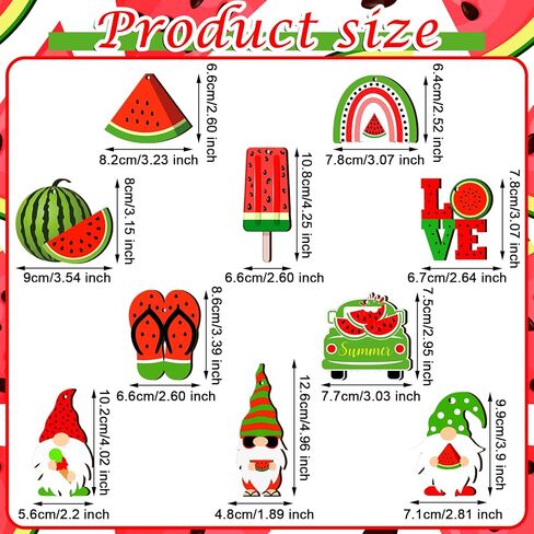 30 Pcs Summer Tree Ornaments Wood Gnomes Hanging Ornaments Summer Fruit Wood Gift Tags with String Summer Tree Decorations for Home Hawaiian Holiday Party Decoration (Watermelon Style) in Saudi Arabia