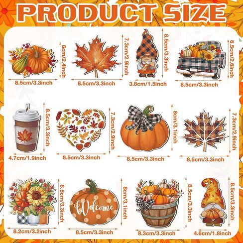36 Pcs Fall Tree Decorations Thanksgiving Gnomes Ornaments for Tree Wooden Hanging Ornaments Pumpkins Leaves Flowers Cutouts Autumn Decorations for Holiday Party Supply(Classic Style) in Saudi Arabia