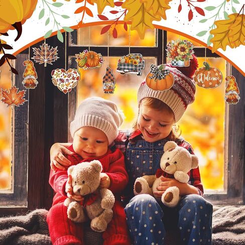 36 Pcs Fall Tree Decorations Thanksgiving Gnomes Ornaments for Tree Wooden Hanging Ornaments Pumpkins Leaves Flowers Cutouts Autumn Decorations for Holiday Party Supply(Classic Style) in Saudi Arabia