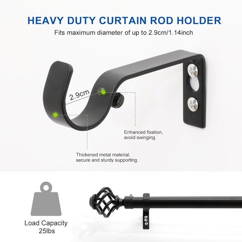 LANMU 2 حزمة الثقيلة قضيب الستارة حامل السنانير للنوافذ و 6 حزمة لا الحفر قضيب الستارة بين قوسين لاصق قضيب الستارة الشماعات in Kuwait