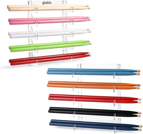 Glisblis Drumstick Holder Display - Acrylic Drumsticks Organizer Stand - Adjustable 2 Styles, Fits All Universal Standard Drum Sticks, Drummer Accessories, Gifts & Decoration in Saudi Arabia