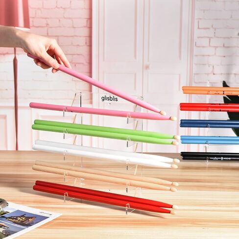 Glisblis Drumstick Holder Display - Acrylic Drumsticks Organizer Stand - Adjustable 2 Styles, Fits All Universal Standard Drum Sticks, Drummer Accessories, Gifts & Decoration in Saudi Arabia