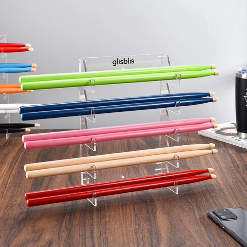 Glisblis Drumstick Holder Display - Acrylic Drumsticks Organizer Stand - Adjustable 2 Styles, Fits All Universal Standard Drum Sticks, Drummer Accessories, Gifts & Decoration in Saudi Arabia