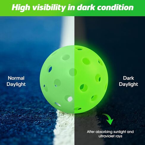 كرات المخلل المتوهجة في الظلام - كرات مخلل مضيئة للعب في الهواء الطلق والداخلي، كرة مخلل مع X40، تلبي متطلبات USAPA - 5 قطع in Kuwait