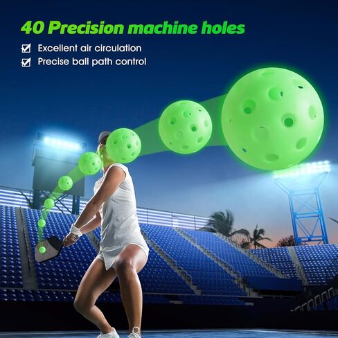 كرات المخلل المتوهجة في الظلام - كرات مخلل مضيئة للعب في الهواء الطلق والداخلي، كرة مخلل مع X40، تلبي متطلبات USAPA - 5 قطع in Kuwait