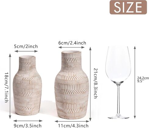 TERESA'S COLLECTIONS Ceramic Vase for Home Decor, Decorative Large Vases for Pampas Grass, Pottery Boho Rustic Vase for Flowers, Mantel, Living Room, Ideal Housewarming Gifts for Mom,8.3"-Set of 2 in Kuwait