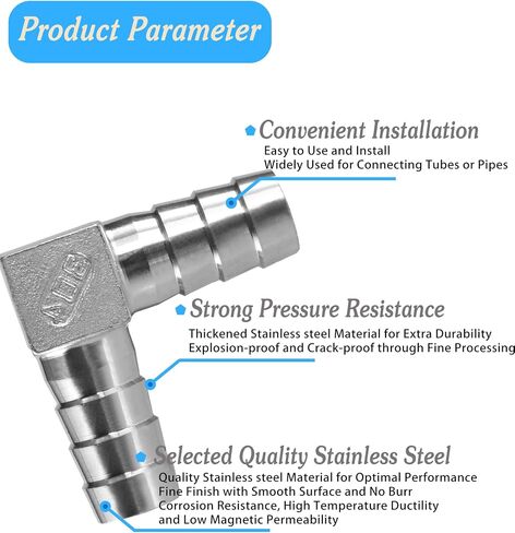 Stainless Steel Hose Barb,90 Degree L Right Angle Elbow Fitting 5/16" (8mm) Barb Splicer Mender with Stainless Steel Pipe Clamps air hose repair kit for Pipe Line/Fuel/Air (5/16 4pcs) in Saudi Arabia