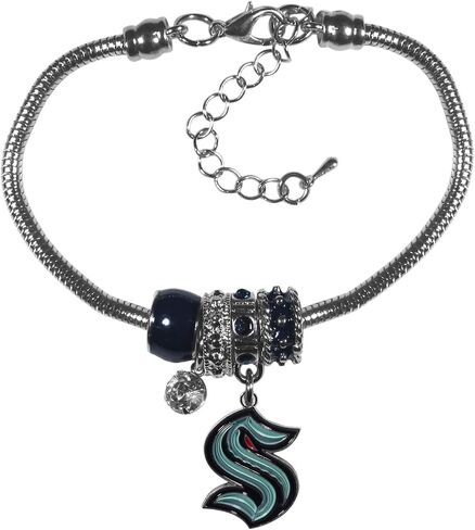 Siskiyou Sports NHL Seattle Kraken Euro Bead Bracelet, Black, One Size in Saudi Arabia